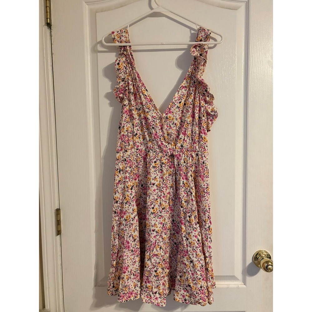 Reserved Floral Ruffle Mini Dress Women XL White Pink Yellow NEW 4986B-30X-XL